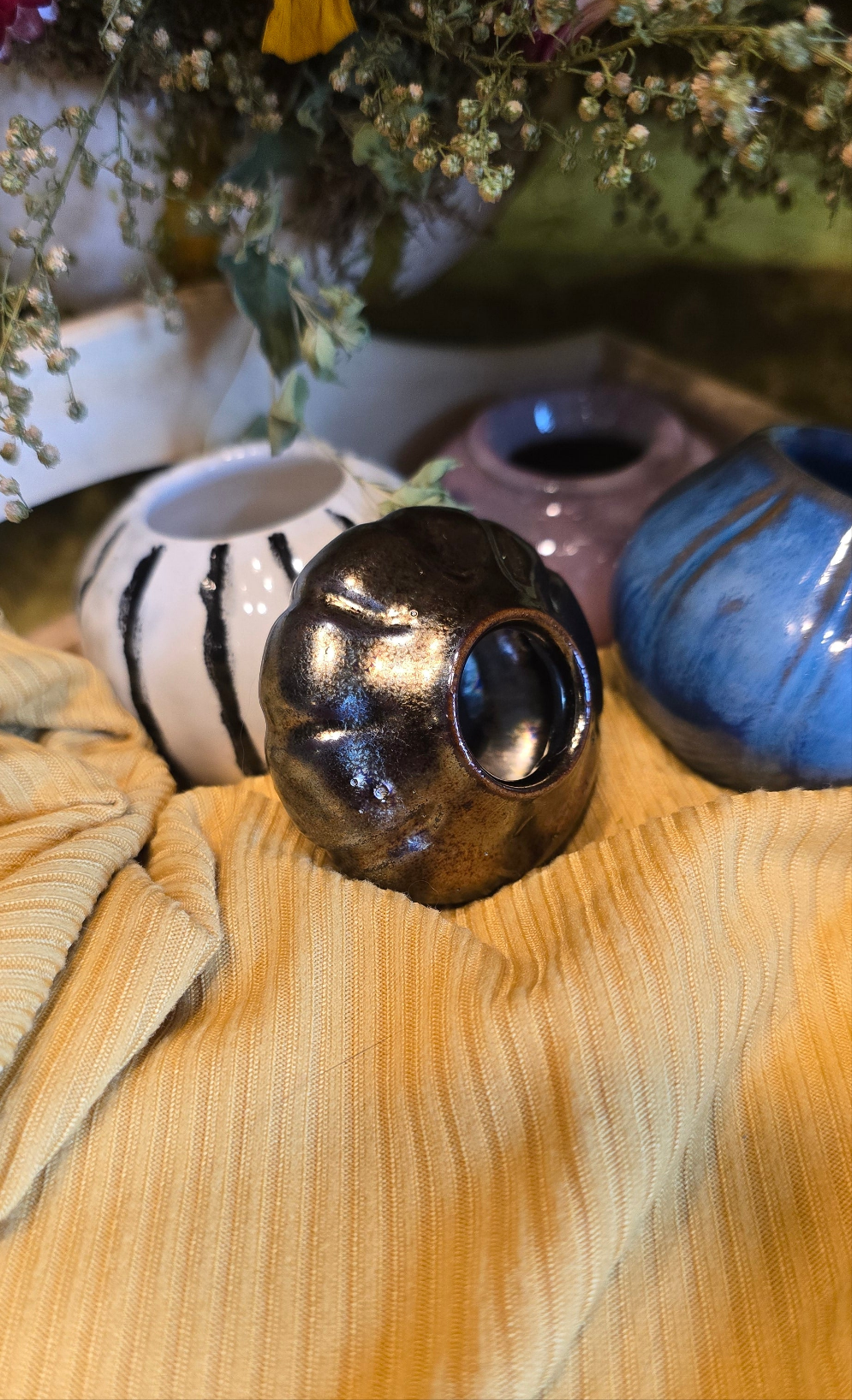 Chrome Pumpkin Mini Planter