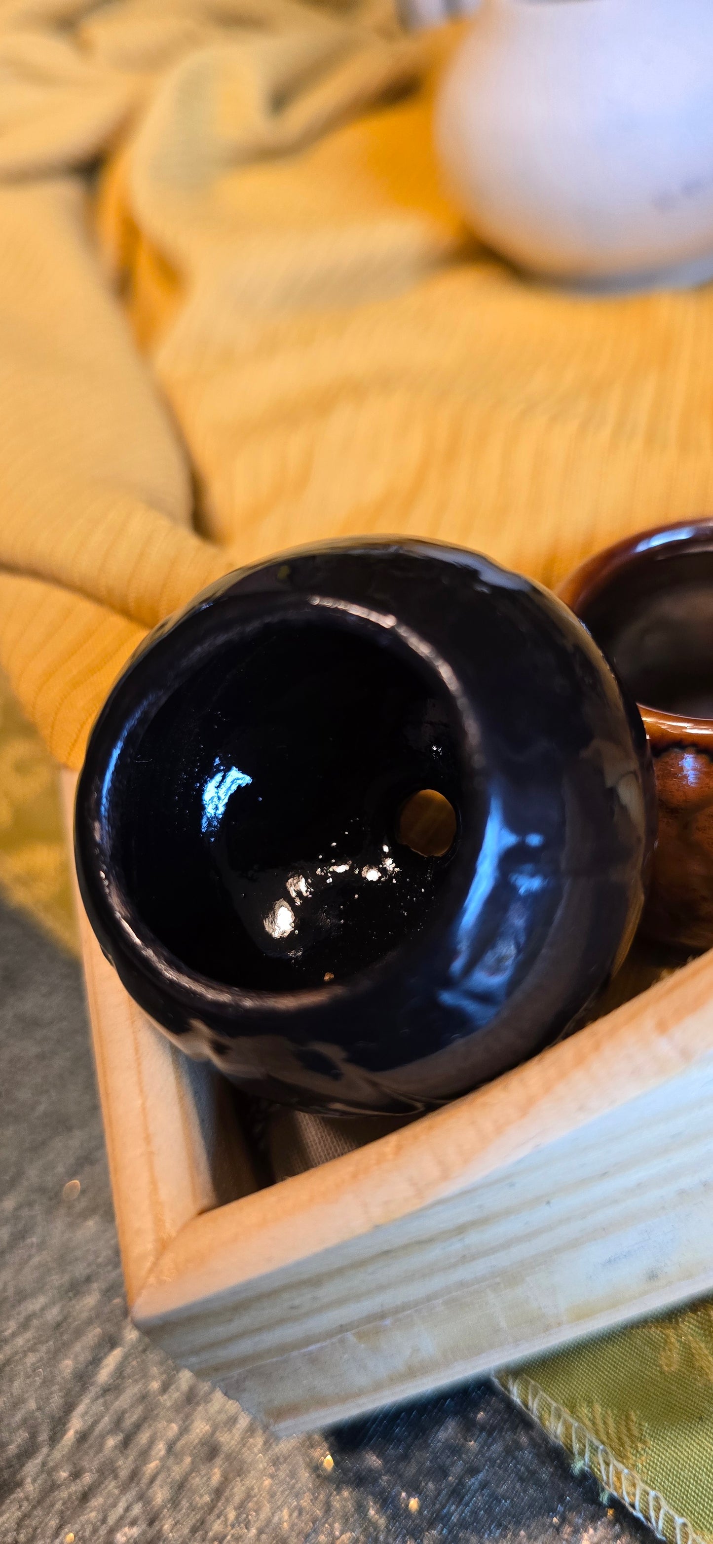 Glossy Black Pumpkin Mini Planter