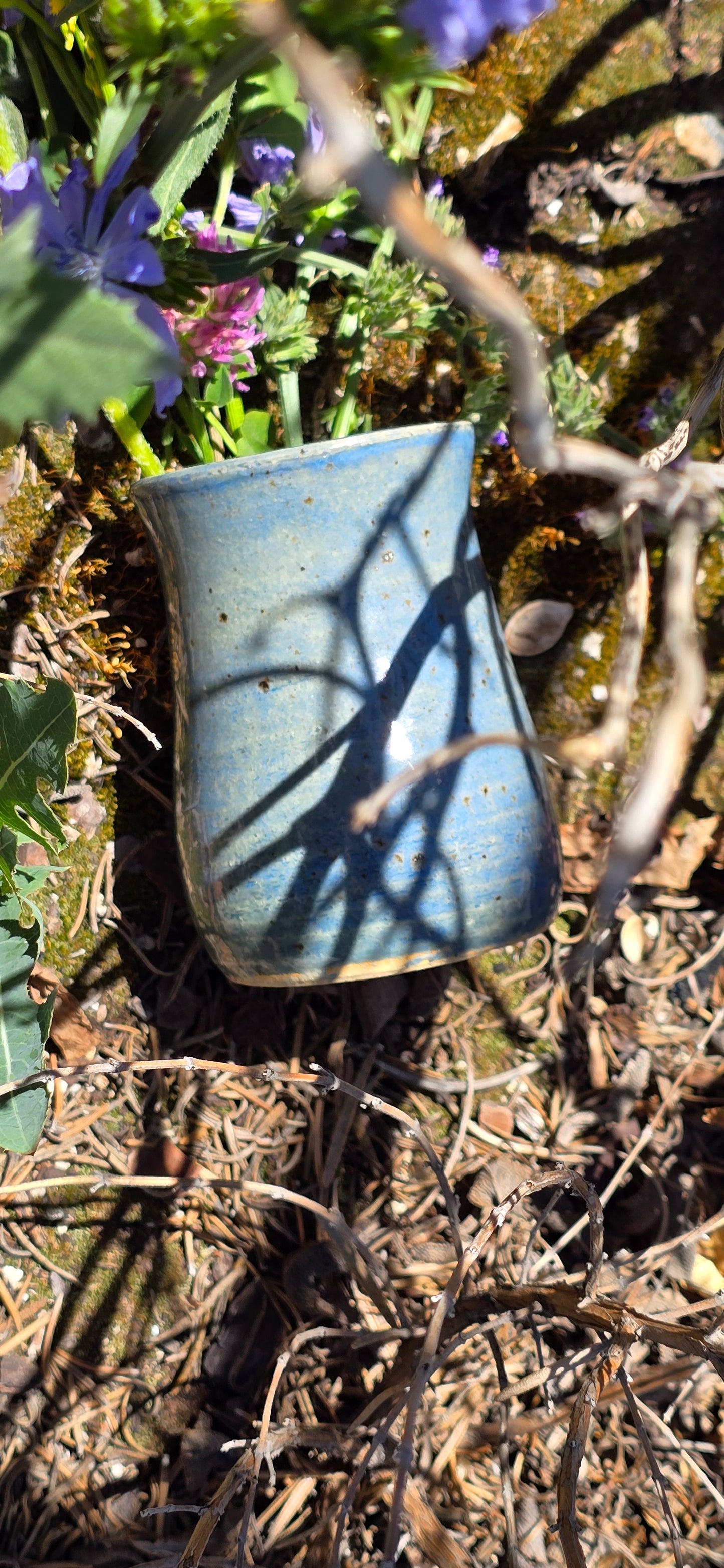 Blue speckled vase