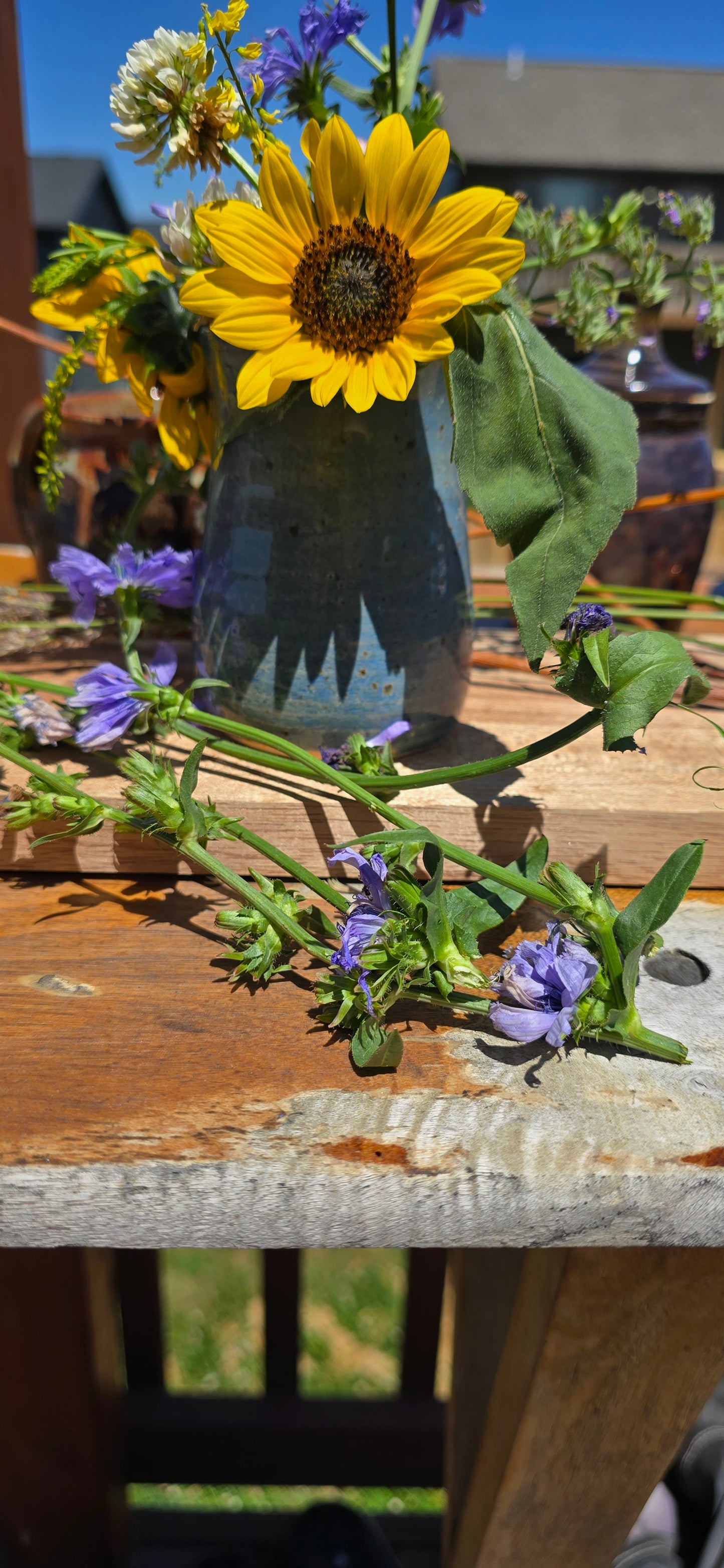 Blue speckled vase
