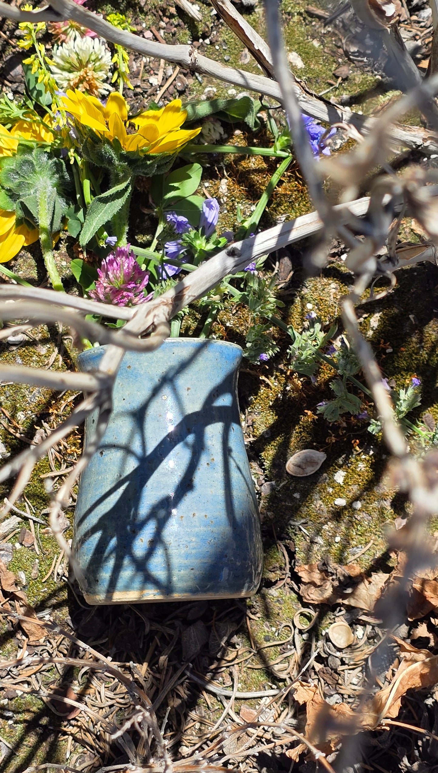 Blue speckled vase