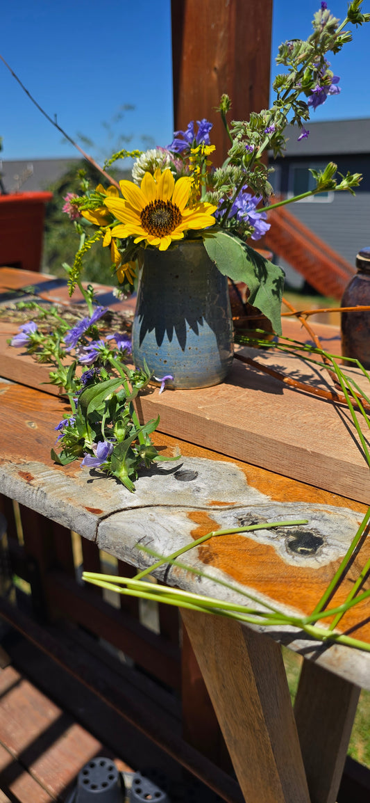 Blue speckled vase
